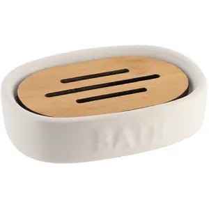 Porte savon dolomite bath - blanc bambou TendanceVendu parcdiscount