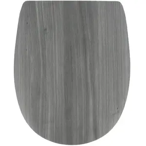 Tendance - abattant wc bois moule 18 pouces forme plate attaches acier inoxydable - facon lambris gris pas cher