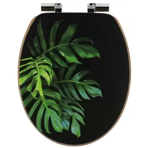 Abattant wc mdf 18 pouces couvercle design imprime assise imitation bambou frein de chute chrome - green addict Tendance pas cher