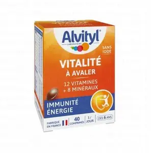 Alvityl Vitalité à avaler 12 vitamines et 8 minéraux Dès 6 ans 40 comp... pas cher