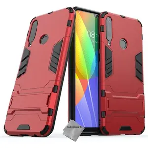 Housse etui coque rigide anti choc pour Huawei Y6p + verre trempe - ROUGE - htdmobiles pas cher