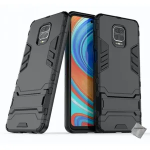 Housse etui coque rigide anti choc pour Xiaomi Redmi Note 9 Pro + verre trempe - NOIR - htdmobiles pas cher