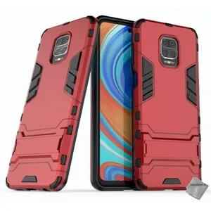 Housse etui coque rigide anti choc pour Xiaomi Redmi Note 9 Pro + film ecran - ROUGE - htdmobiles pas cher
