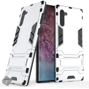 Comparateur de prix : Housse etui coque rigide anti choc pour Samsung Galaxy Note 10 + verre trempe - ARGENT - htdmobiles