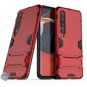 Housse etui coque rigide anti choc pour Xiaomi Mi 10 / Mi 10 Pro + film ecran - ROUGE - htdmobiles pas cher