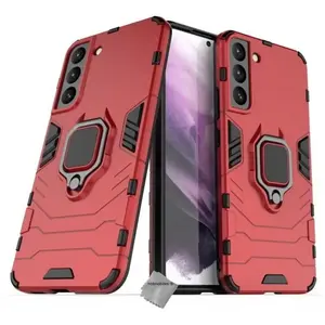 HTDMOBILES Coque rigide anti choc pour Samsung Galaxy S22 5G + film ecran - ROUGE pas cher