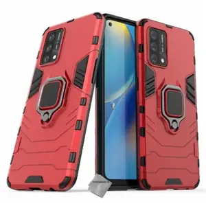 HTDMOBILES Coque rigide anti choc pour Oppo A74 4G + film ecran - ROUGE pas cher