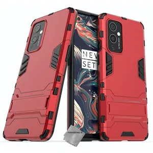HTDMOBILES Coque rigide anti choc pour OnePlus 9 + film ecran - ROUGE pas cher