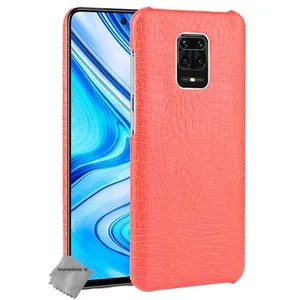 Housse etui coque rigide simili cuir crocodile pour Xiaomi Redmi Note 9 Pro + film ecran - ROUGE - htdmobiles