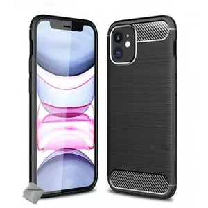 Housse etui coque silicone gel carbone pour Apple iPhone 12 Mini + verre trempe - NOIR - htdmobiles pas cher