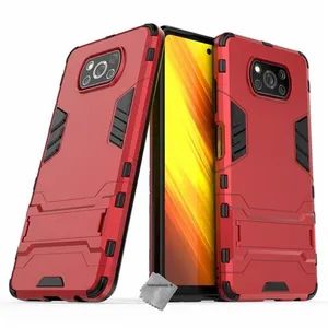 Housse etui coque rigide anti choc pour Xiaomi Poco X3 Pro + verre trempe - ROUGE - htdmobiles pas cher