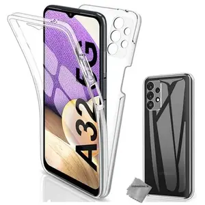 Housse etui coque silicone 360 integrale Samsung Galaxy A32 5G + verre trempe - TRANSPARENT - htdmobiles pas cher