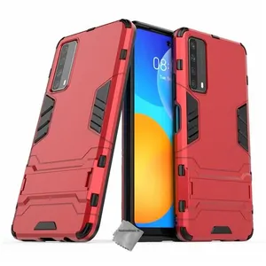 Housse etui coque rigide anti choc pour Huawei P Smart (2021) + film ecran - ROUGE - htdmobiles pas cher