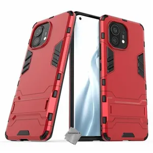 Housse etui coque rigide anti choc pour Xiaomi Mi 11 5G + film ecran - ROUGE - htdmobiles pas cher