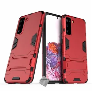 Housse etui coque rigide anti choc pour Samsung Galaxy S21 5G + verre trempe - ROUGE - htdmobiles