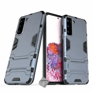 HTDMOBILES Coque rigide anti choc pour Samsung Galaxy S21 5G + film ecran - BLEU FONCE pas cher