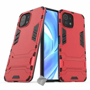 Housse etui coque rigide anti choc pour Xiaomi Mi 11 Lite / Mi 11 Lite 5G + verre trempe - ROUGE - htdmobiles pas cher