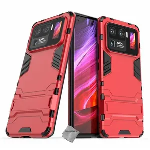 HTDMOBILES Coque rigide anti choc pour Xiaomi Mi 11 Ultra 5G + film ecran - ROUGE pas cher