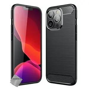 Housse etui coque silicone gel carbone pour Apple iPhone 13 Pro Max + verre trempe - NOIR - htdmobiles pas cher