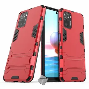 Housse etui coque rigide anti choc pour Xiaomi Redmi Note 10 4G + verre trempe - ROUGE - htdmobiles pas cher