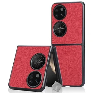 Housse etui coque rigide simili cuir crocodile pour Huawei P50 Pocket - ROUGE - htdmobiles