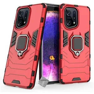 HTDMOBILES Coque rigide anti choc pour Oppo Find X5 5G + verre trempe - ROUGE pas cher