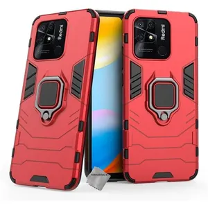 Housse etui coque rigide anti choc pour Xiaomi Redmi 10C + film ecran - ROUGE - htdmobiles