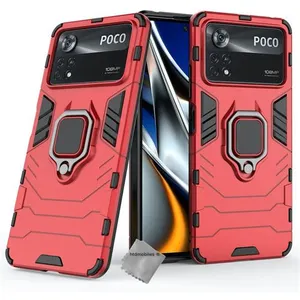 Housse etui coque rigide anti choc pour Xiaomi Poco X4 Pro 5G + verre trempe - ROUGE - htdmobiles pas cher
