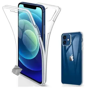 Coque pour Apple iPhone 13 / 14 - housse etui silicone gel 360 integrale + verre trempe - TRANSPARENT - htdmobiles pas cher