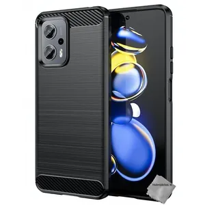 Coque pour Xiaomi Poco X4 GT 5G - housse etui silicone gel carbone + film ecran - NOIR - htdmobiles pas cher