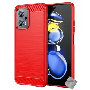 Coque pour Xiaomi Poco X4 GT 5G - housse etui silicone gel carbone + verre trempe - ROUGE - htdmobiles pas cher