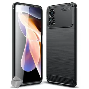 Coque pour Xiaomi Poco X4 Pro 5G - housse etui silicone gel carbone + verre trempe - NOIR - htdmobiles pas cher