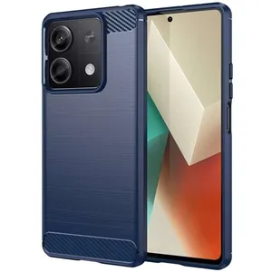 Coque pour Xiaomi Redmi Note 13 5G - housse etui silicone gel carbone + verre trempe - BLEU FONCE - htdmobiles pas cher