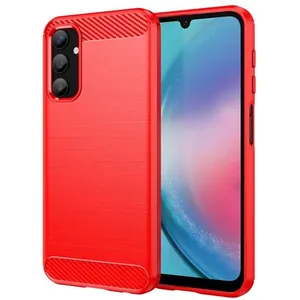 Coque pour Samsung Galaxy A24 4G / A25 4G / 5G - housse etui silicone gel carbone + film ecran - ROUGE - htdmobiles pas cher