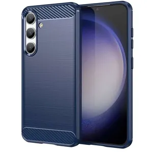 Coque pour Samsung Galaxy S24 5G - housse etui silicone gel carbone + verre trempe - BLEU FONCE - htdmobiles pas cher