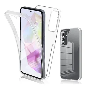 Coque pour Samsung Galaxy A35 5G - housse etui silicone gel 360 integrale + film ecran - TRANSPARENT - htdmobiles pas cher