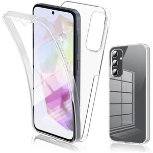 Coque pour Samsung Galaxy A55 5G - housse etui silicone gel 360 integrale + film ecran - TRANSPARENT - htdmobiles pas cher