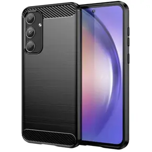 HTDMOBILES Coque pour Samsung Galaxy A55 5G - housse etui silicone gel carbone + film ecran - NOIR pas cher