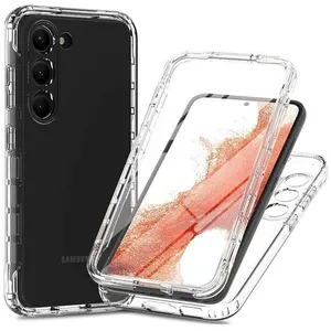 Coque pour Samsung Galaxy S24 Plus 5G - housse etui silicone gel 360 integrale + verre trempe - TRANSPARENT - htdmobiles pas cher