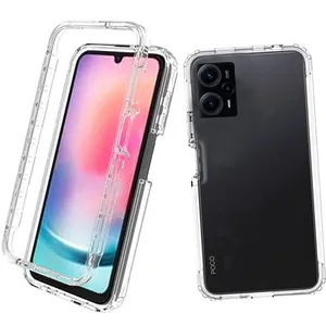 Coque pour Xiaomi Poco F5 5G / Redmi Note 12 Turbo - housse etui silicone gel 360 integrale + verre trempe - TRANSPARENT - htdmobiles pas cher