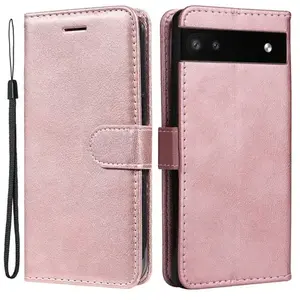 Housse pour Google Pixel 6a 5G - etui coque pochette portefeuille + film ecran - ROSE - htdmobiles pas cher