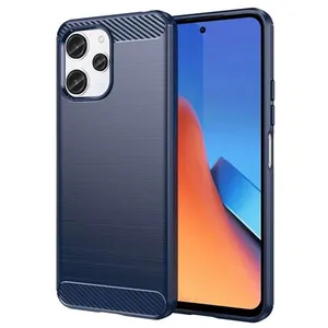 Coque pour Xiaomi Redmi 12 4G - housse etui silicone gel carbone + verre trempe - BLEU FONCE - htdmobiles pas cher