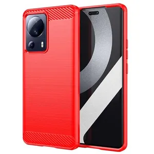 Coque pour Xiaomi 13 Lite 5G - housse etui silicone gel carbone + verre trempe - ROUGE - htdmobiles pas cher