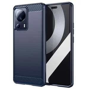 Coque pour Xiaomi 13 Lite 5G - housse etui silicone gel carbone + verre trempe - BLEU FONCE - htdmobiles pas cher