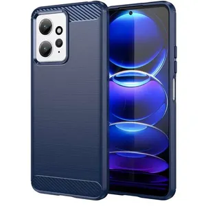 Coque pour Xiaomi Redmi Note 12 4G - housse etui silicone gel carbone + verre trempe - BLEU FONCE - htdmobiles pas cher