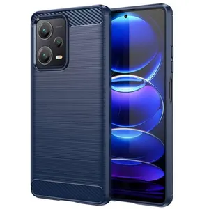 HTDMOBILES Coque pour Xiaomi Redmi Note 12 Pro+ Plus 5G - housse etui silicone gel carbone + verre trempe - BLEU FONCE pas cher