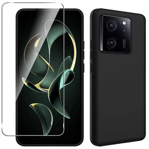 Coque pour Xiaomi 13T / 13T Pro 5G - housse etui silicone gel fine + verre trempe - NOIR - htdmobiles pas cher