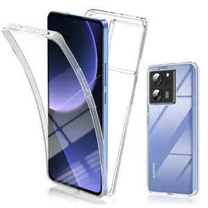 Coque pour Xiaomi 13T / 13T Pro 5G - housse etui silicone gel 360 integrale + film ecran - TRANSPARENT - htdmobiles pas cher