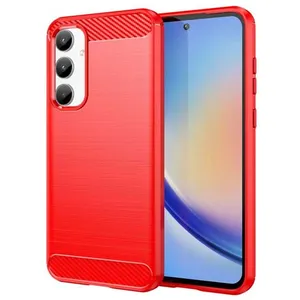 Coque pour Samsung Galaxy A35 5G - housse etui silicone gel carbone + verre trempe - ROUGE - htdmobiles pas cher