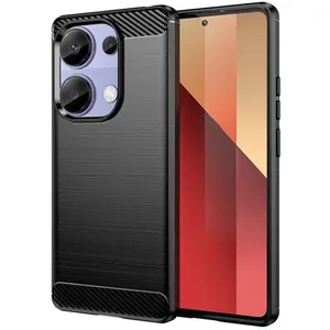 Coque pour Xiaomi Redmi Note 13 Pro 4G / Poco M6 Pro 4G - housse etui silicone gel carbone + verre trempe - NOIR - htdmobiles pas cher
